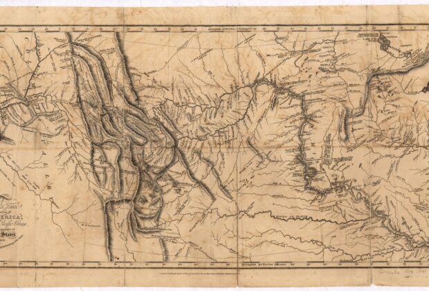 The expedition’s routes appear on the 1814 map compiled from William Clark’s work and prepared for publication by Samuel Lewis.