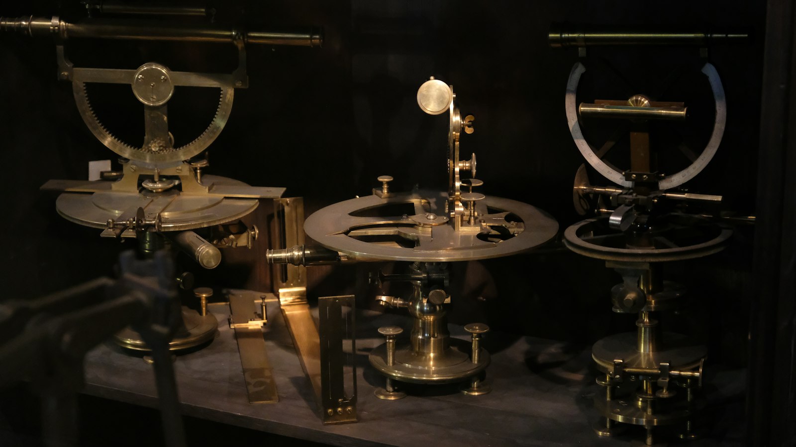 Antique brass surveying instruments