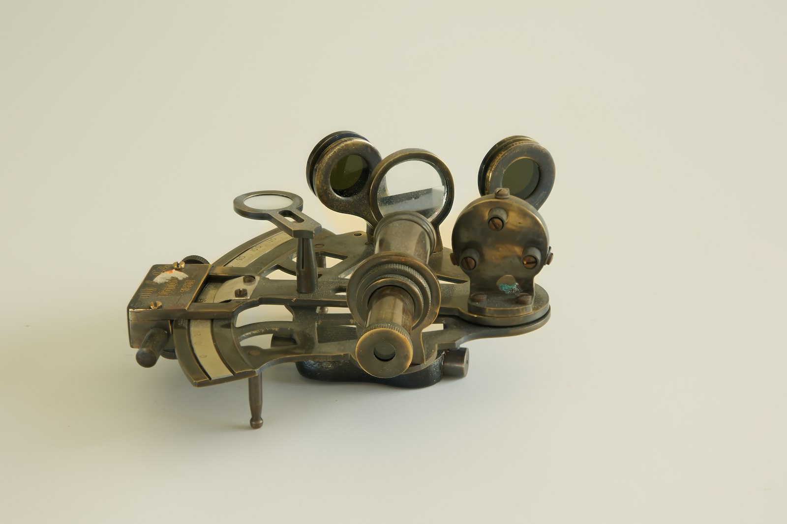 Detail of a historic metal surveying instrument