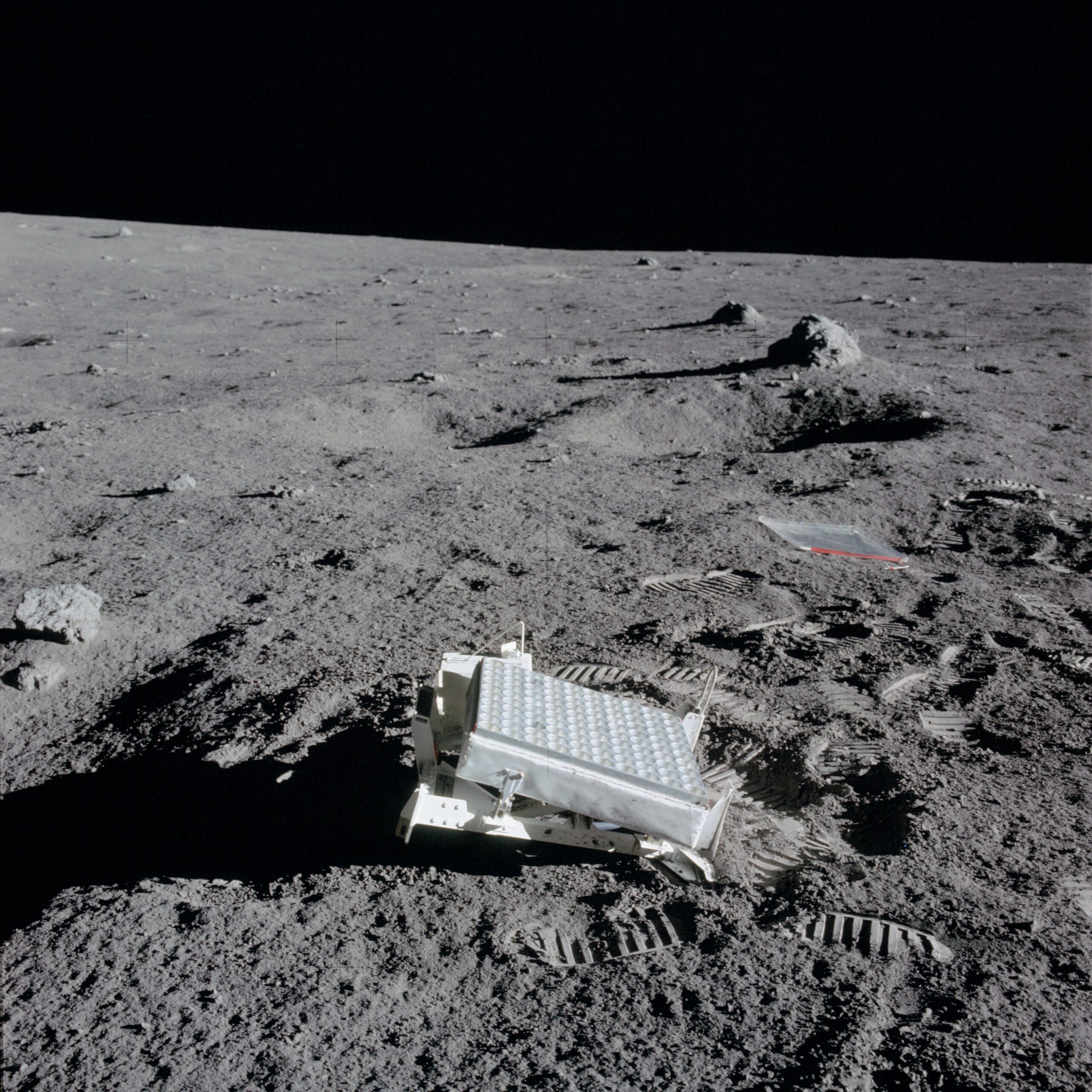 Close view of the Apollo 14 laser ranging retroreflector on the Moon