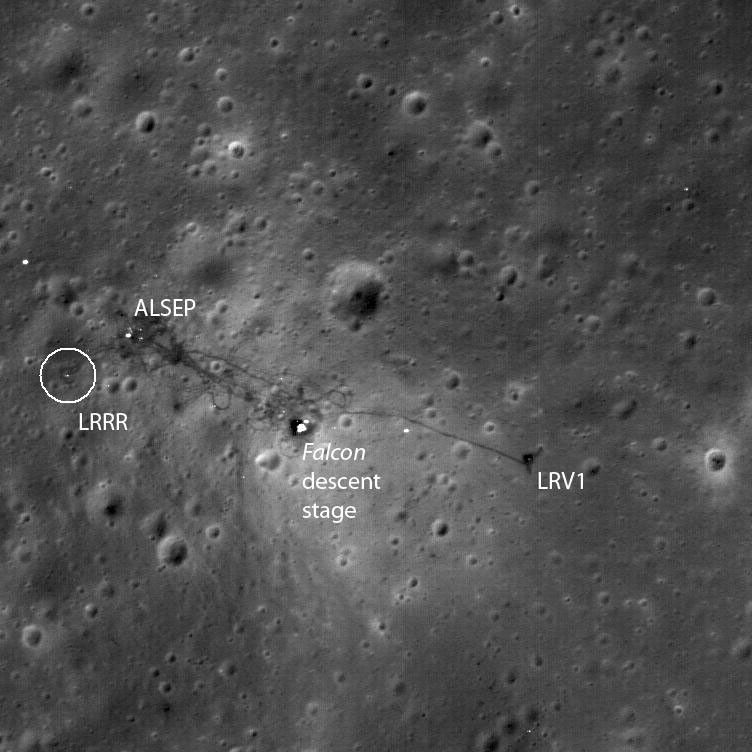 NASA Lunar Reconnaissance Orbiter view locating the Apollo 15 laser retroreflector