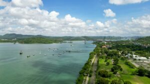 Bridge of the Americas spanning the Pacific entrance to the Panama Canal