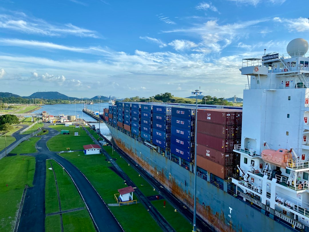 Wide view of the Miraflores Locks at the Panama Canal