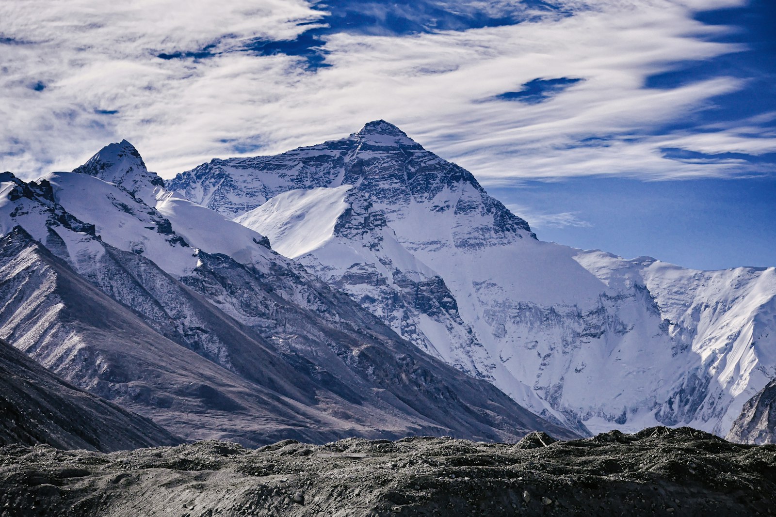 Mount Everest above the Himalayan range