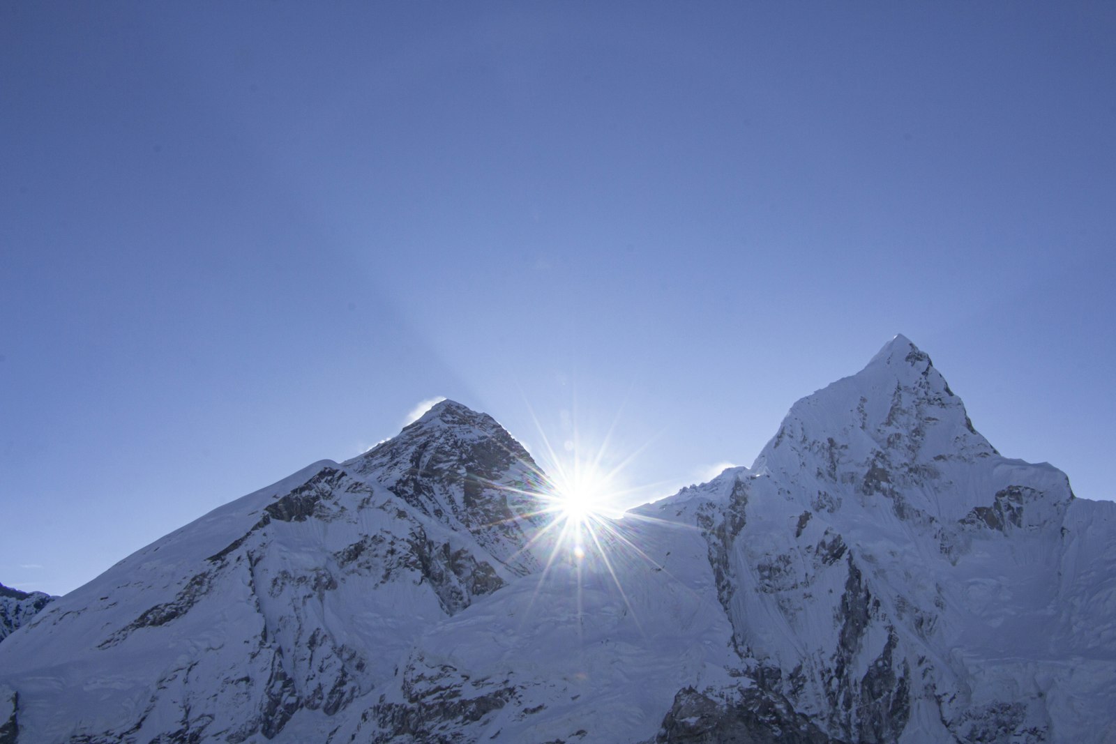 Sunrise behind Mount Everest