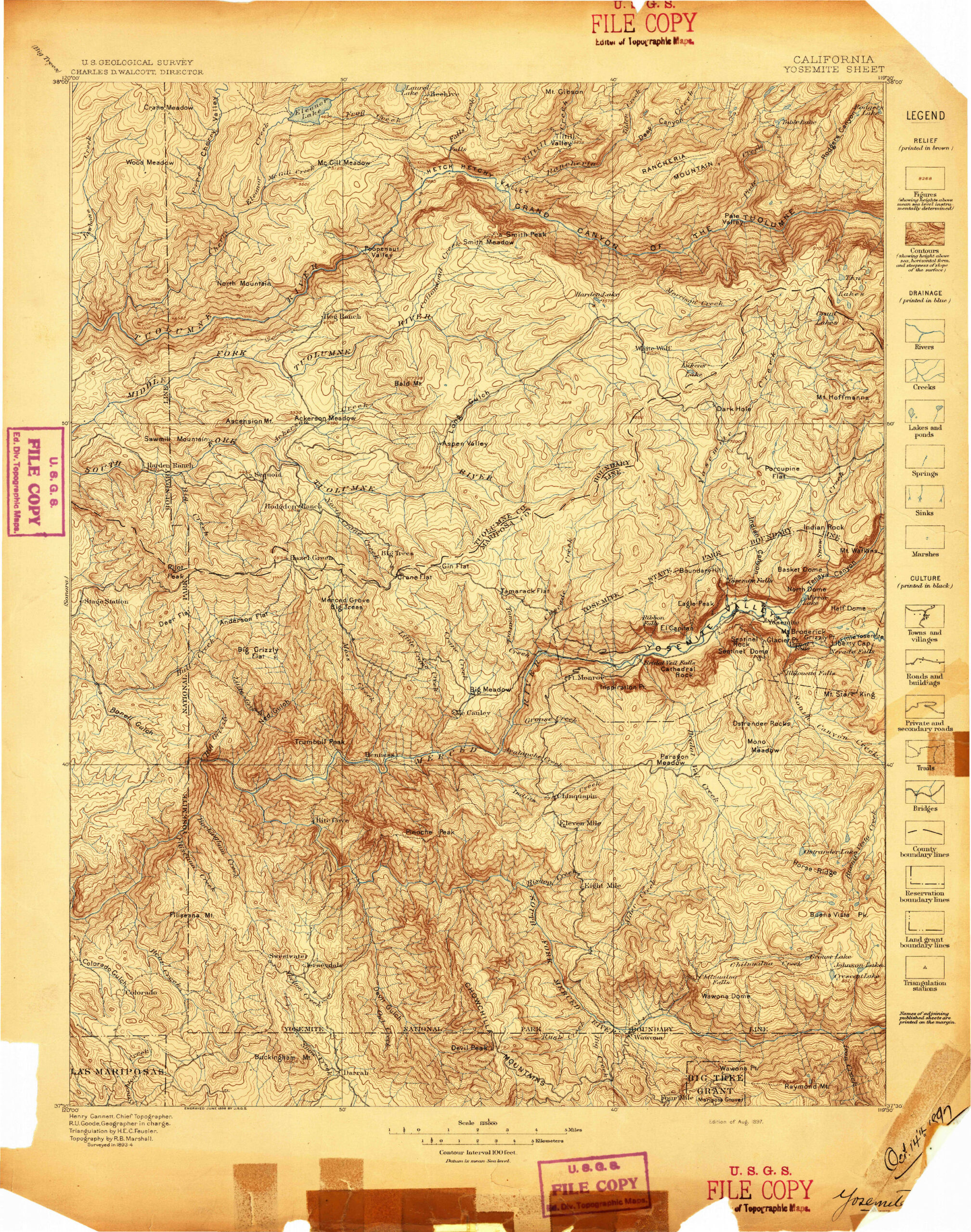 California: Yosemite Sheet — complete historical map sheet