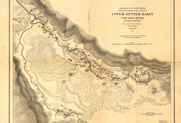 Upper Geyser Basin, Fire Hole River, Wyoming Territory — complete historical map sheet