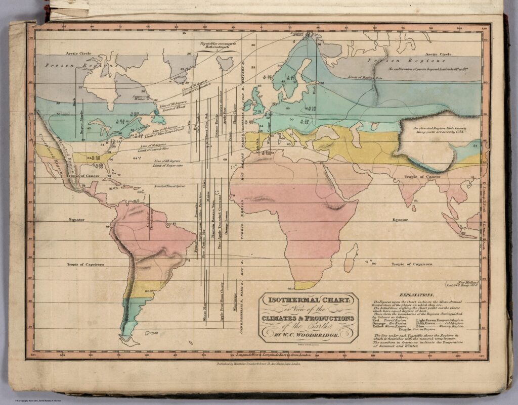 Isothermal Chart, or View of the Climates and Productions of the Earth; complete map with original borders and legend