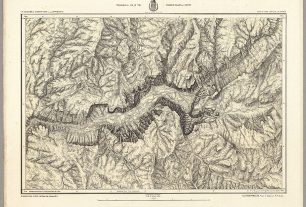 Topographical Map of the Yosemite Valley and Vicinity, Preliminary Edition; complete map with original borders and legend