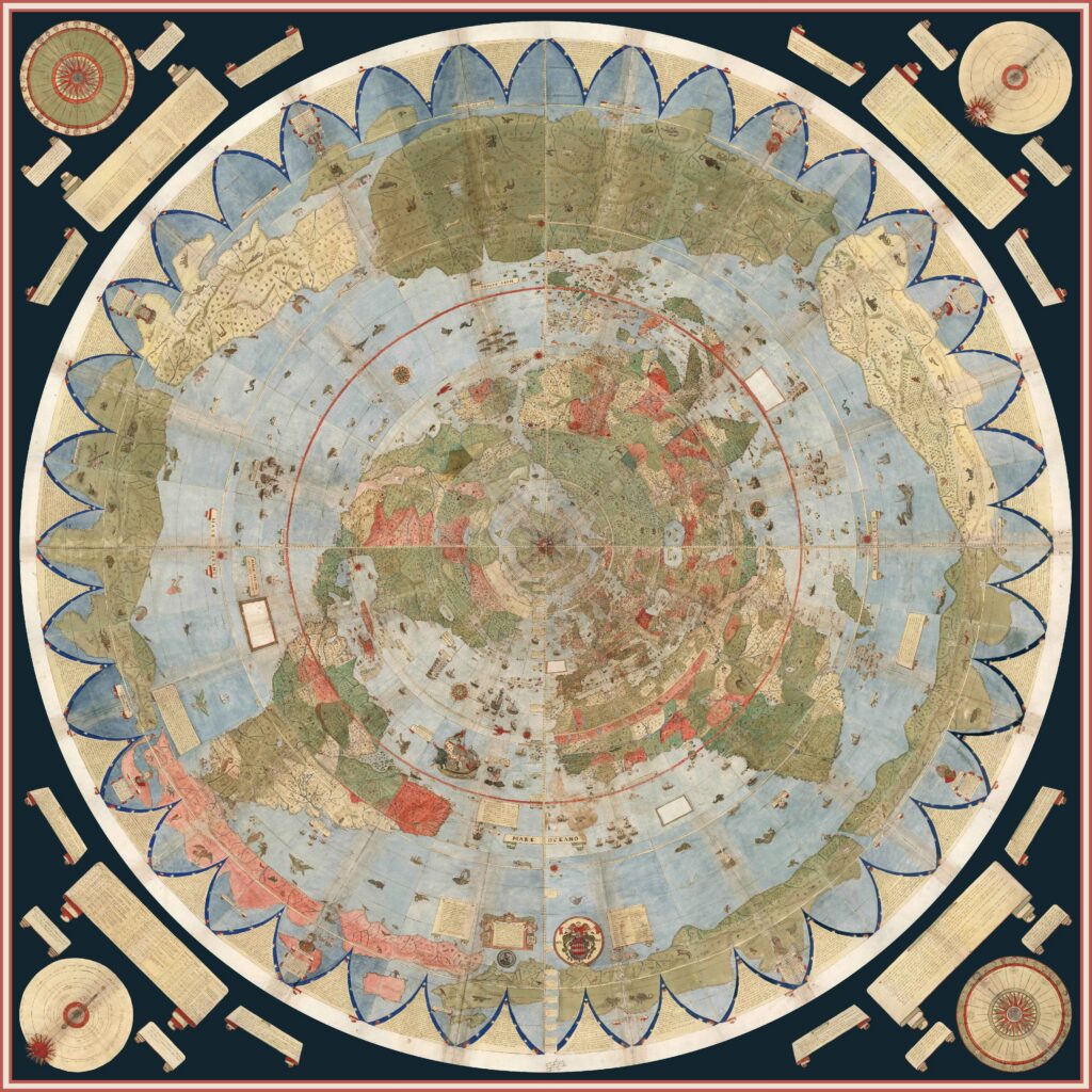 Urbano Monte’s world map: composite of Tavola 1–60; complete map with original borders and legend