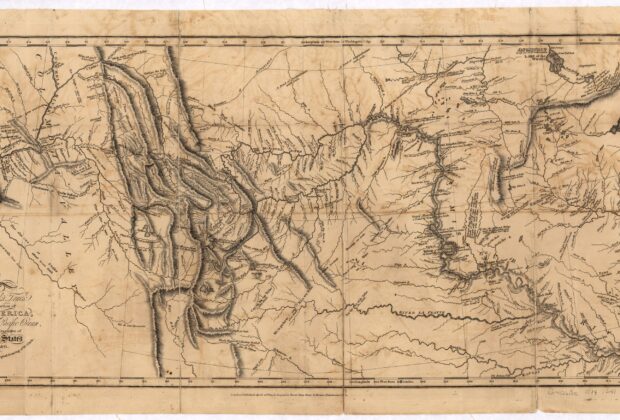 Map of Lewis and Clark's route from the Mississippi River to the Pacific Ocean.