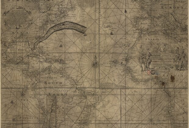 Franklin-Folger chart showing the Gulf Stream across the North Atlantic.