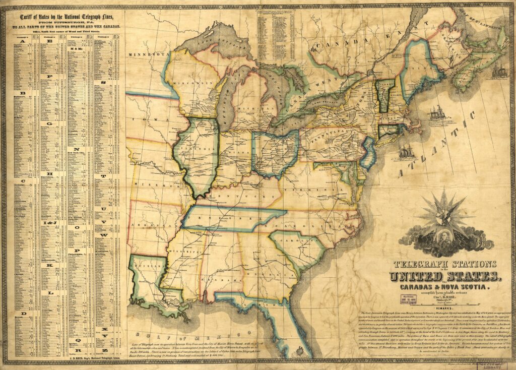Telegraph stations in the United States, the Canadas & Nova Scotia