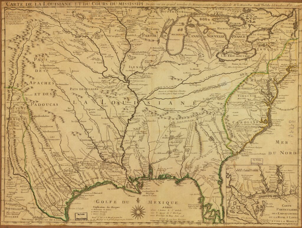 Carte de la Louisiane et du cours du Mississippi