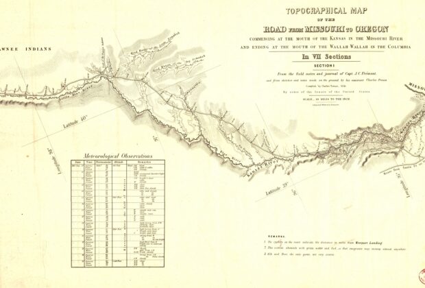 Topographical map of the road from Missouri to Oregon, commencing at the mouth of the Kansas in the Missouri River and ending at the mouth of the Walla-Wallah in the Columbia — Section 1 of 7
