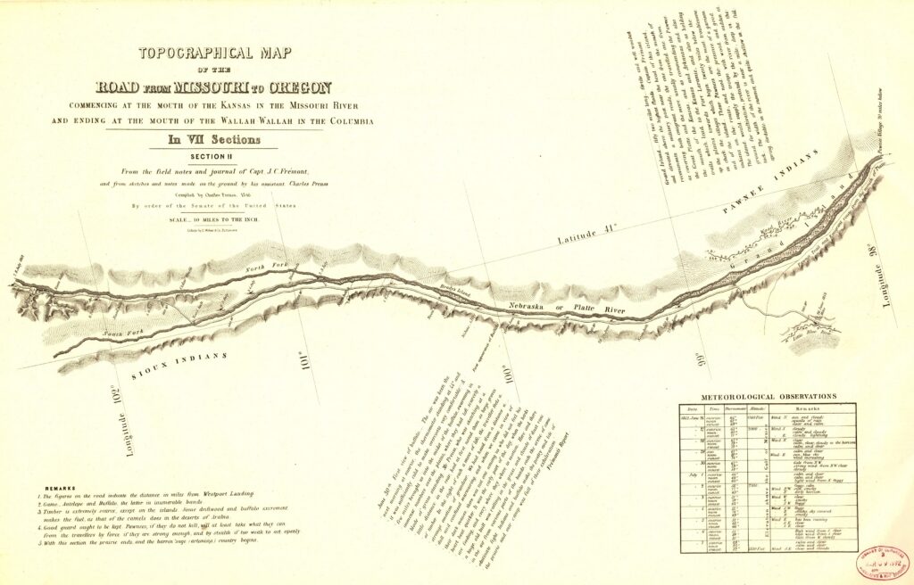 Topographical map of the road from Missouri to Oregon, commencing at the mouth of the Kansas in the Missouri River and ending at the mouth of the Walla-Wallah in the Columbia — Section 2 of 7