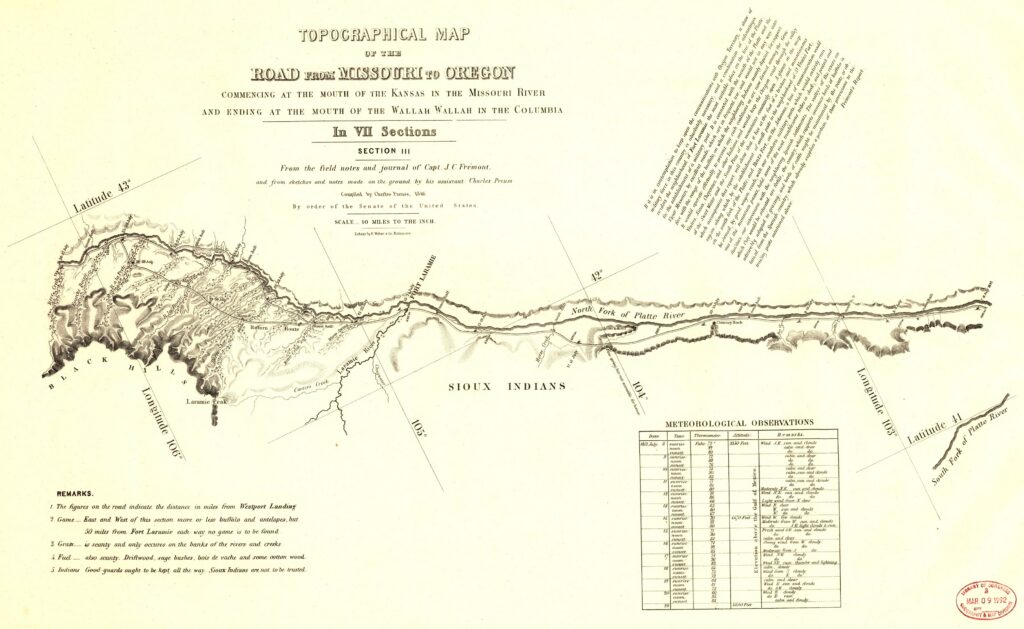 Topographical map of the road from Missouri to Oregon, commencing at the mouth of the Kansas in the Missouri River and ending at the mouth of the Walla-Wallah in the Columbia — Section 3 of 7