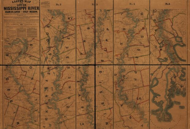 Lloyd's map of the lower Mississippi River from St. Louis to the Gulf of Mexico