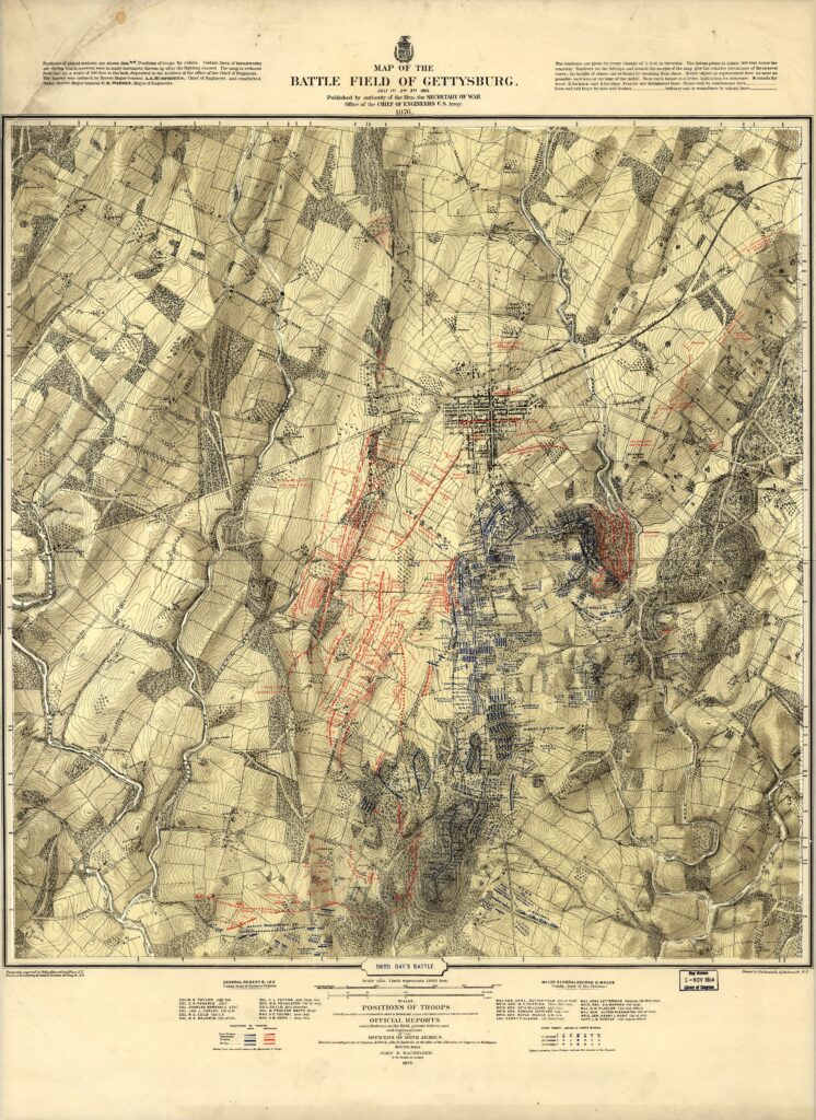Map of the battle field of Gettysburg. July 1st, 2nd, 3rd, 1863 — Third day’s battle, July 3, 1863