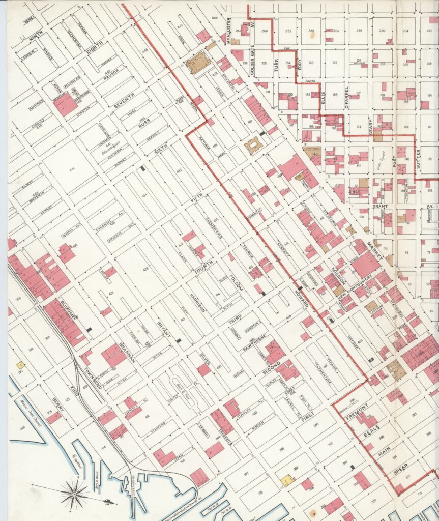 Sanborn Fire Insurance Map from San Francisco, San Francisco County, California: Block Line Map — Left half of block-line map