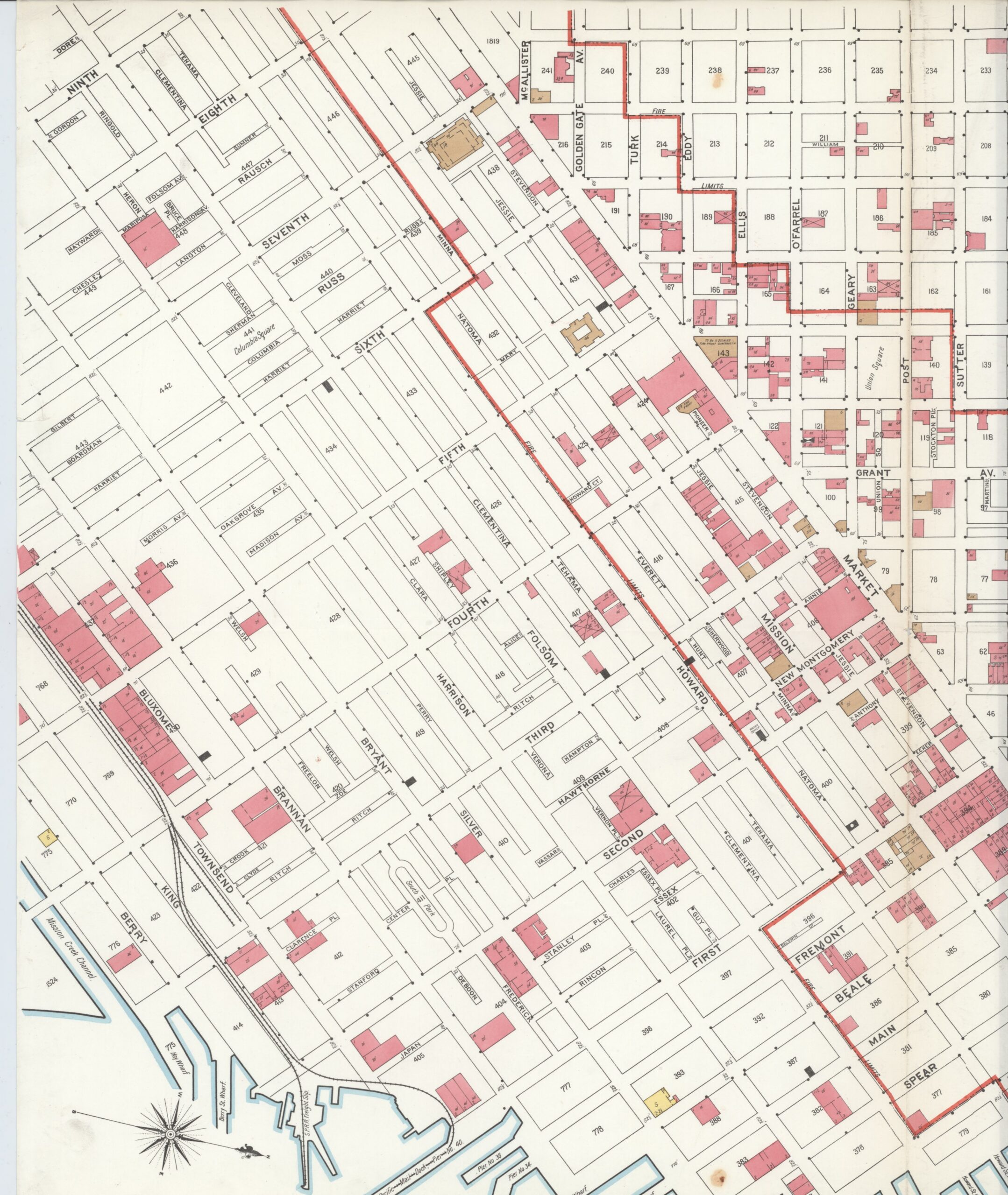 Sanborn Fire Insurance Map from San Francisco, San Francisco County, California: Block Line Map — Left half of block-line map