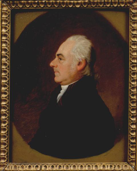 Andrew Ellicott in a dark coat, painted by Jacob Eichholtz in 1809.
