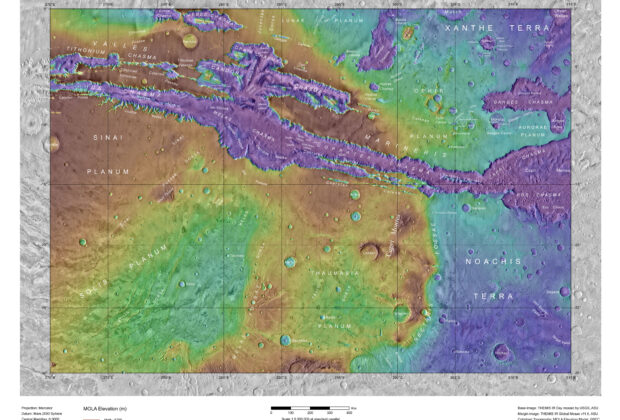 Coprates, MC-18: THEMIS Imagery and MOLA Topography — complete selected map sheet