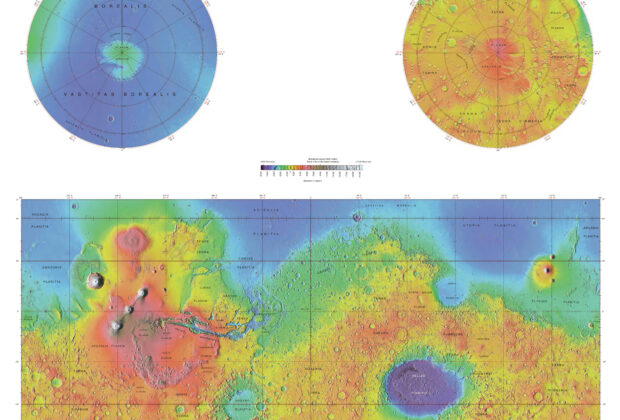 Mars Regional Names: MOLA Global Topographic Map — complete selected map sheet