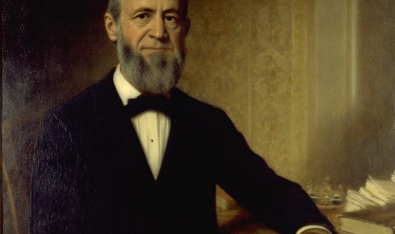 Painted portrait of Michigan jurist Thomas M. Cooley in a dark suit.