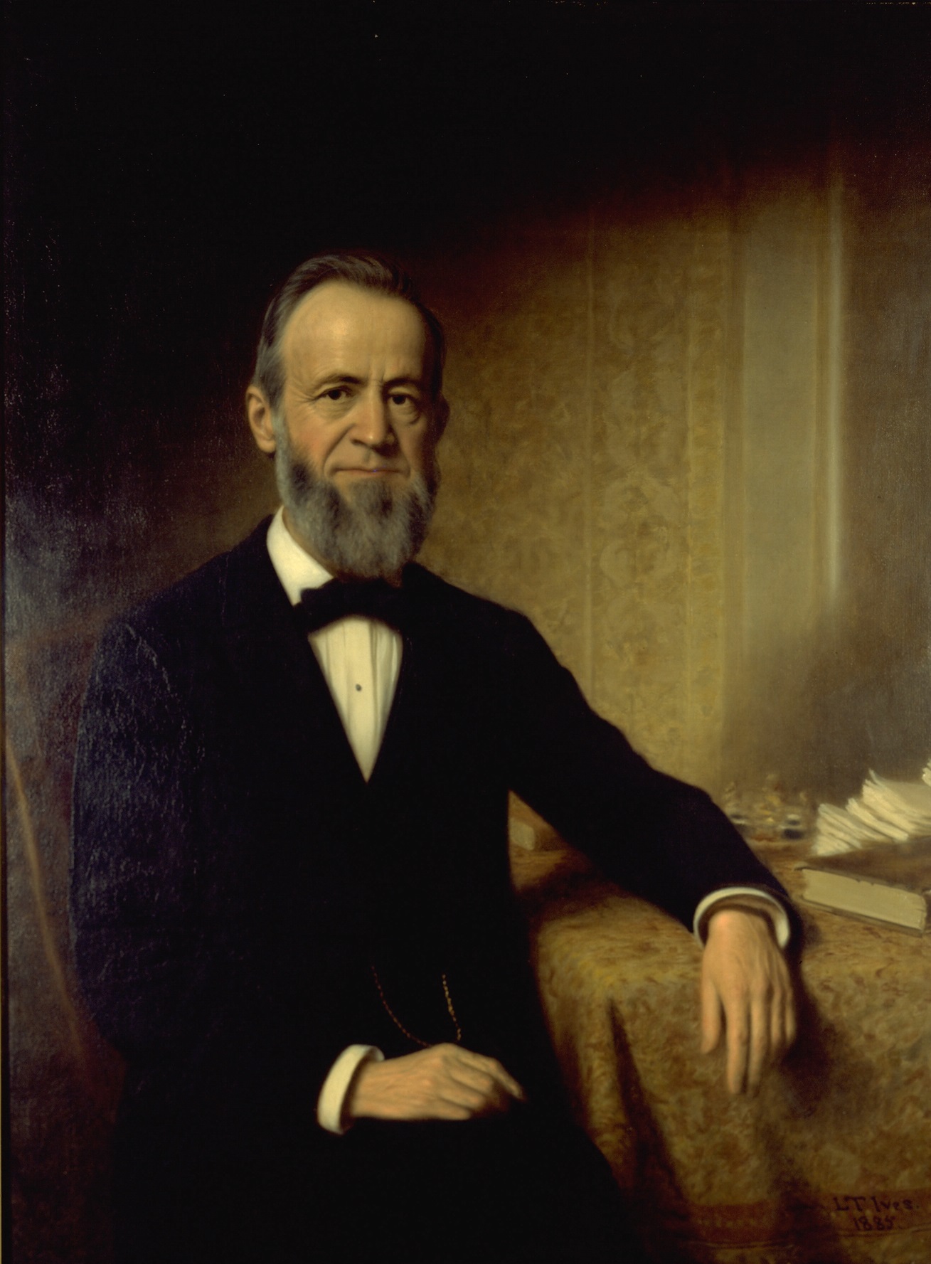 Painted portrait of Michigan jurist Thomas M. Cooley in a dark suit.