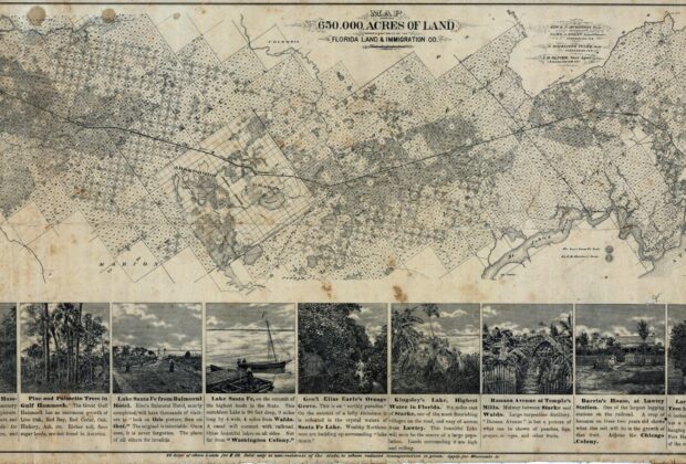 Historic map of 650,000 acres owned and controlled by the Florida Land and Immigration Company.