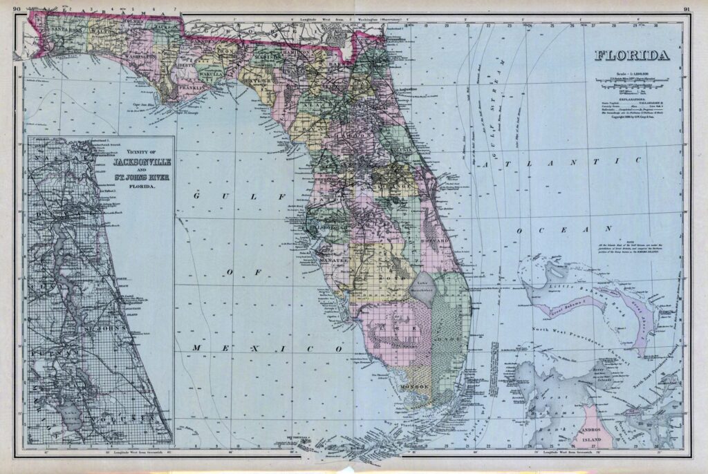 Gray’s historic atlas map of Florida.