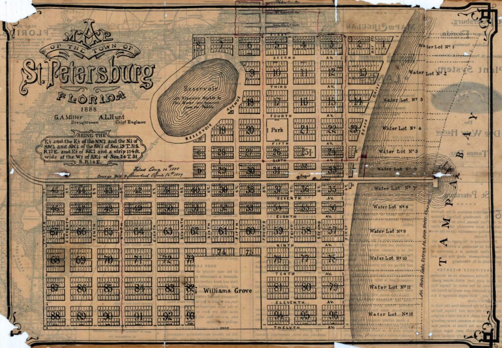 Historic map of the town of St. Petersburg, Florida.