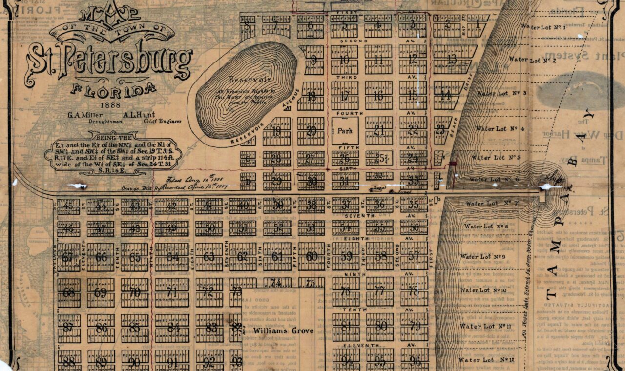 Historic map of the town of St. Petersburg, Florida.