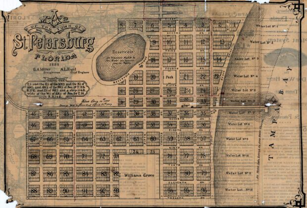 Historic map of the town of St. Petersburg, Florida.
