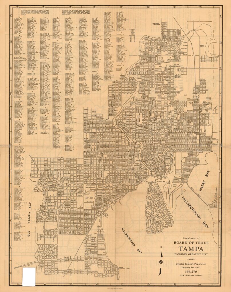Historical promotional map titled Tampa, Florida’s Greatest City, issued by the Tampa Board of Trade.