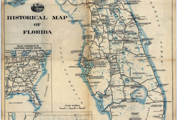 Historical map of Florida published by the American Automobile Association.
