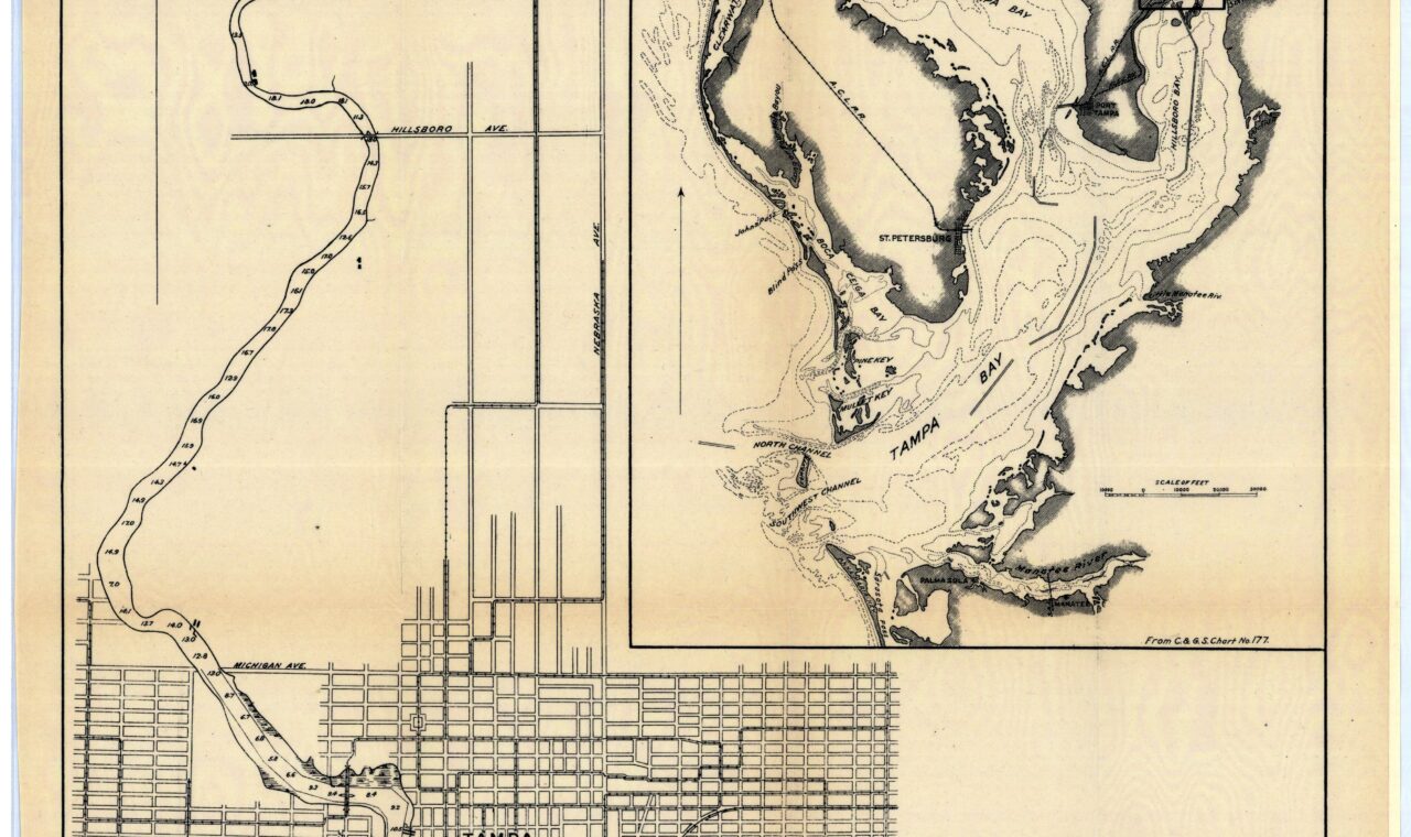 Historical chart of the Hillsborough River in Florida, titled Hillsboro River on the sheet.