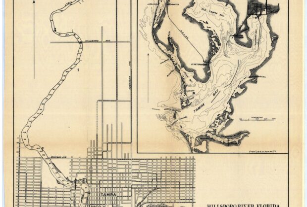 Historical chart of the Hillsborough River in Florida, titled Hillsboro River on the sheet.