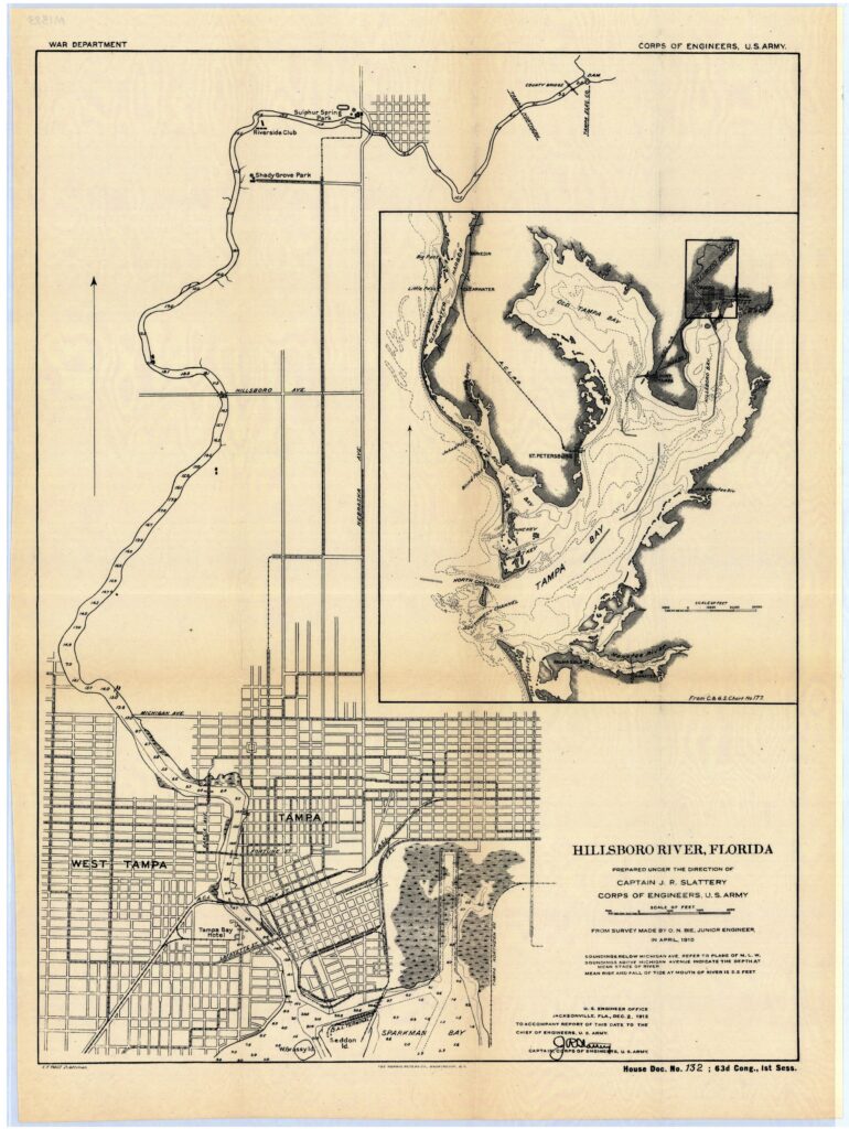 Historical chart of the Hillsborough River in Florida, titled Hillsboro River on the sheet.