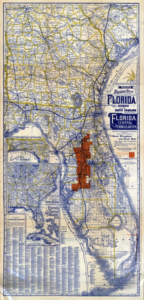 Historic indexed township map of Florida and southern Georgia.