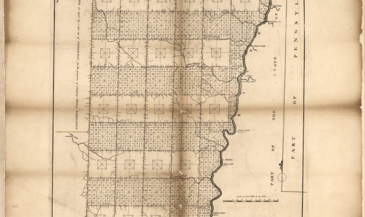 Plat of the Seven Ranges township grid northwest of the Ohio River, 1796.