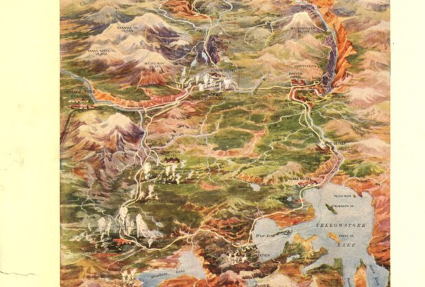 Historic map of Yellowstone National Park.