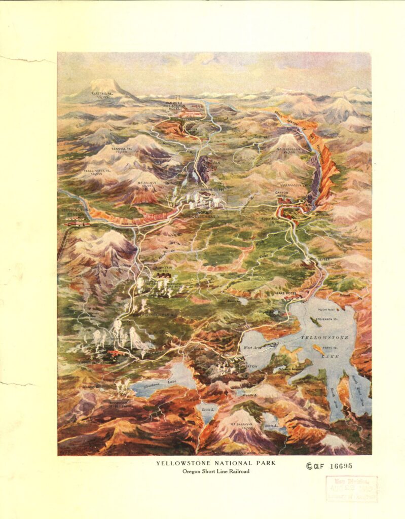 Historic map of Yellowstone National Park.